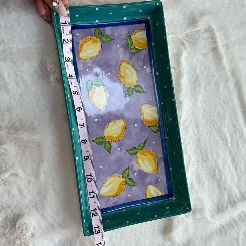 NEW Essex Collection Ceramic Rectangular Serving Tray Fruit Punch Lemon Design - Picture 8 of 8